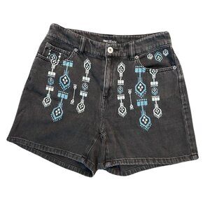 ✨ INC Embroidered Denim Shorts – Black – Size 6 / 28 🩳🖤